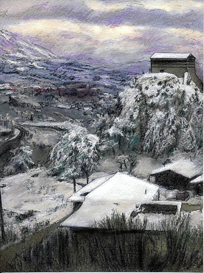 Chiesa San Vito In The Snow Drawing by Randy Sprout