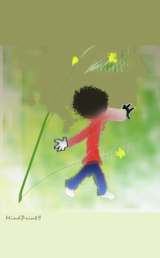 Child in Nature Digital Art by Asok Mukhopadhyay