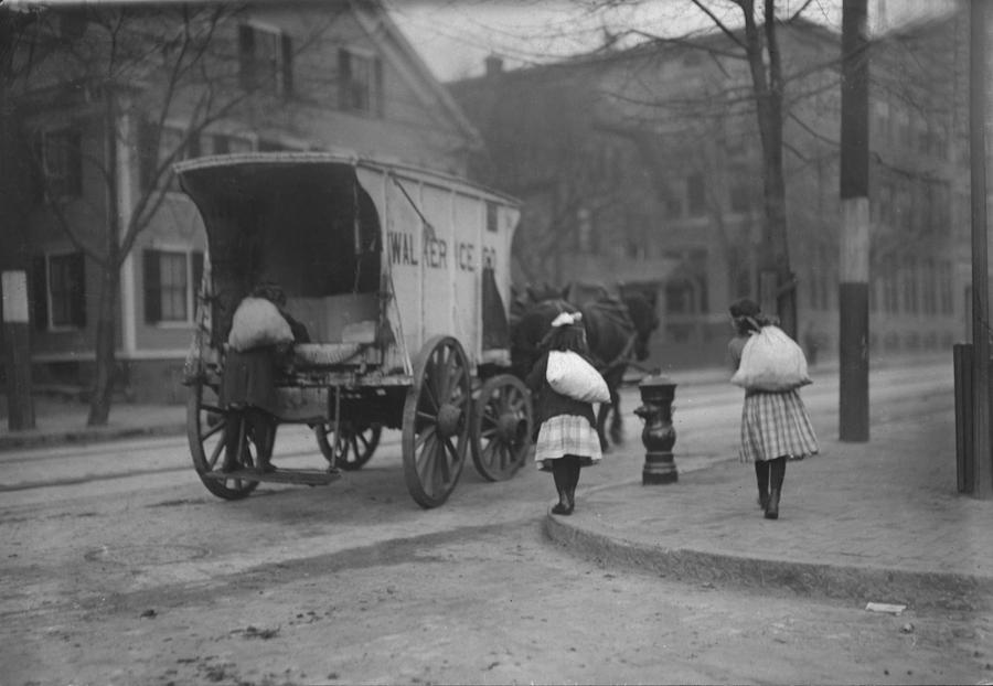 Lewis Wickes Hine Photograph - Child Labor, Girls Working On Ice by Everett