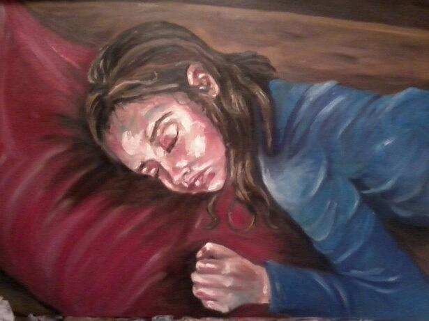 Child napping  Painting by Jams Bauguess