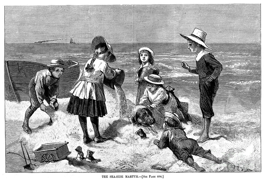 Children At The Beach, 1877 Photograph by Granger