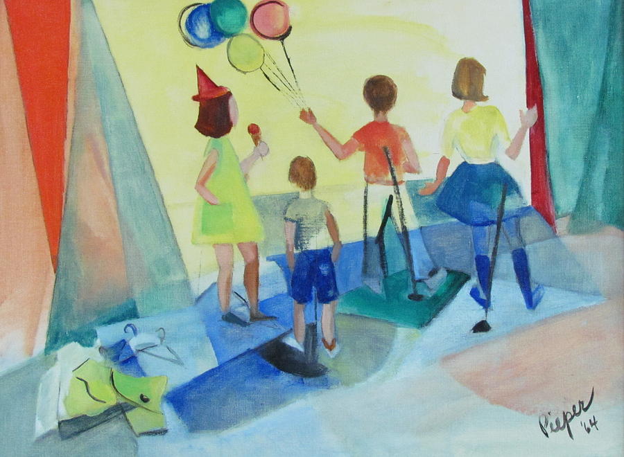 Children in Commerce 1964 Painting by Betty Pieper