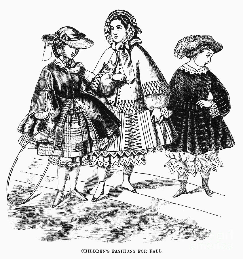 Childrens Fashion, 1857 Photograph by Granger