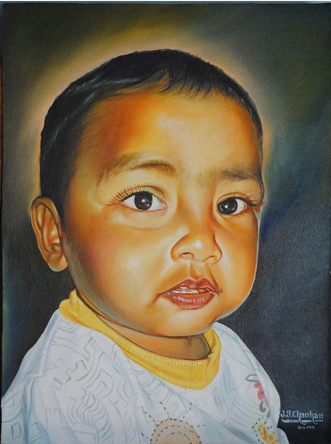 Child's picture. Painting by Jaspal singh Chauhan - Fine Art America