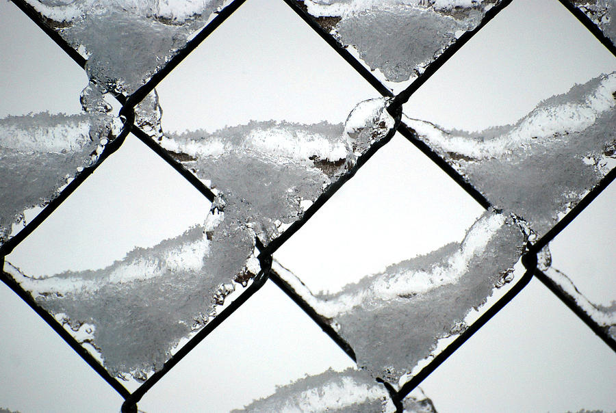 Winter Photograph - Chilled Chain link Fence by Mary Griffin