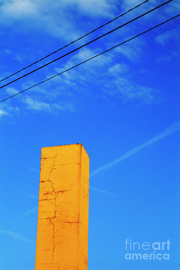 Architecture Photograph - Chimney painted yellow by Sami Sarkis