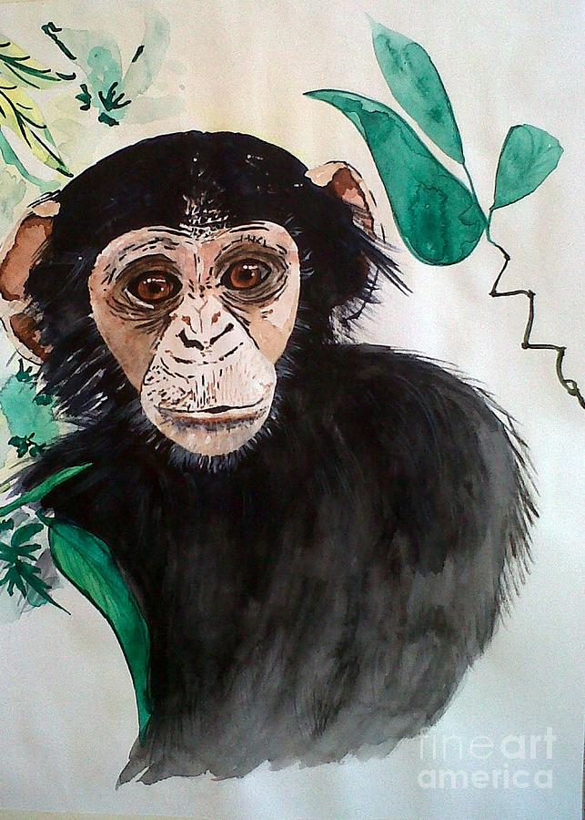 Jungle Painting - Chimpanzee I. by Paula Steffensen