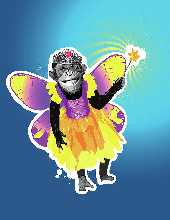 Chimpanzee In Fairy Costume Digital Art by New Vision Technologies Inc