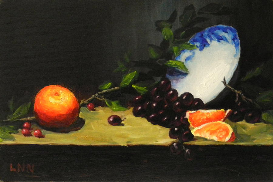 China bowl and fruits Painting by Ningning Li