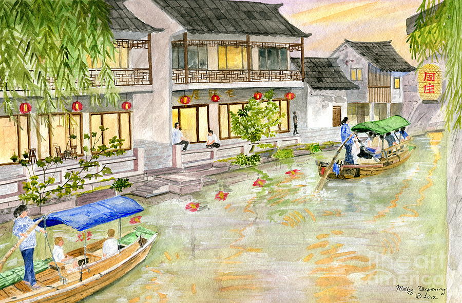 Chinas Venice Zhouzhuang Painting by Melly Terpening