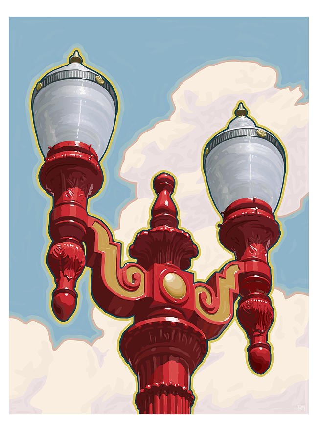 Chinatown Digital Art - Chinatown Street Light by Mitch Frey