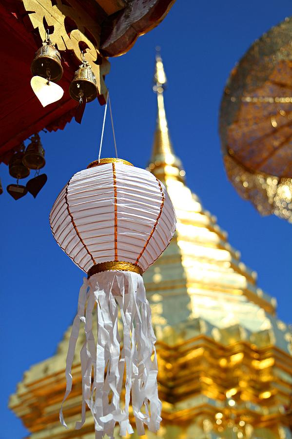 Lantern Still Life Photograph - Chinese Lantern at Wat Phrathat Doi Suthep by Metro DC Photography