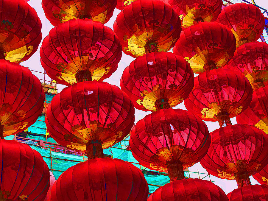 Chinese Lanterns -  Chenghuangmiao Photograph by Helaine Cummins