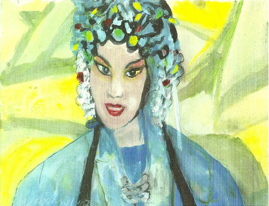 Chinese Opera Singer Dressed In Blue Painting by Harry WEISBURD