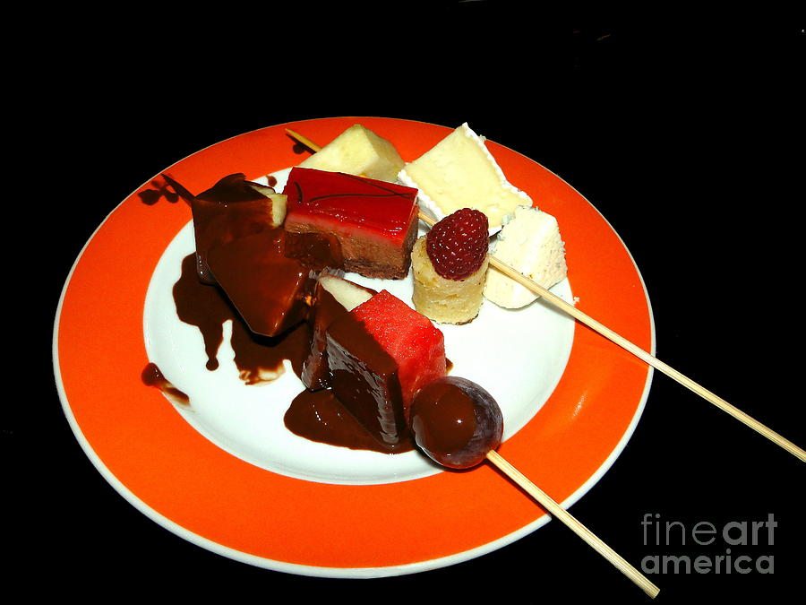 Chocolate and Cheese on a Plate Photograph by Sue Melvin