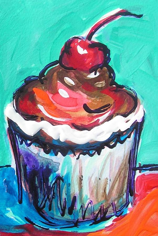 Chocolate Cherry Chomp Painting by Judy  Rogan