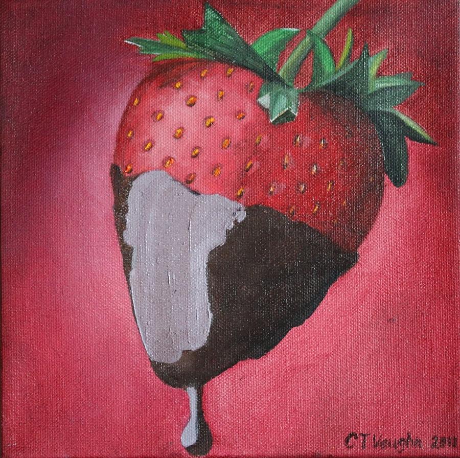 Strawberry Painting - Chocolate Dipped Strawberry by Teri Vaughn