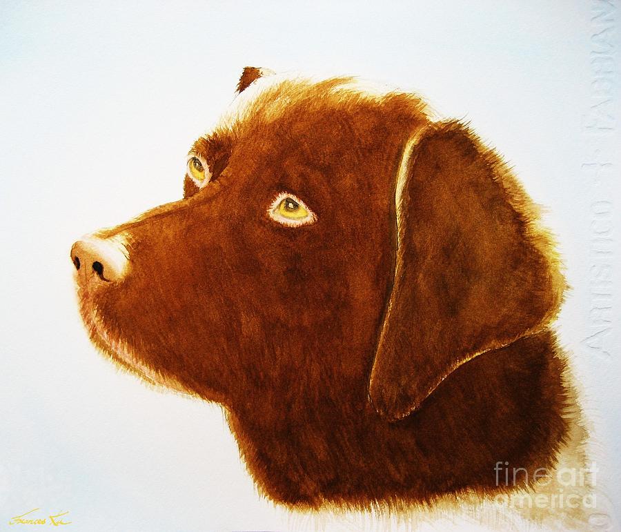 Chocolate Labrador  Painting by Frances Ku