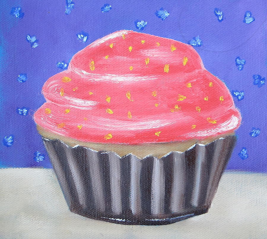 Cupcake Painting - Chocolate with Strawberry by Patricia Cleasby