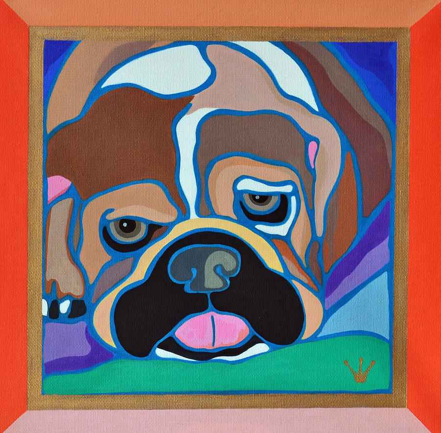 Bulldog Painting - Chopper by Jenny Valdez