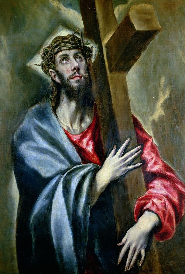 Christ Clasping The Cross Painting by El Greco