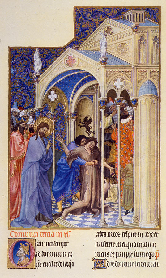 CHRIST EXORCISING A DEMON from a possessed youth: illumination from the 15th century ms. of the Tres Riches Heures of Jean, Duke of Berry Photograph by Granger