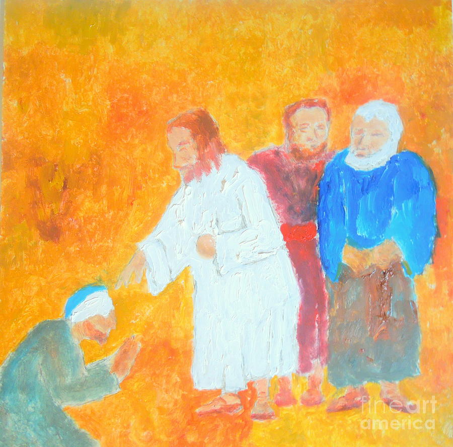 Christ Healing the Blind 1 Honoring The Great Healer Painting by Richard W Linford