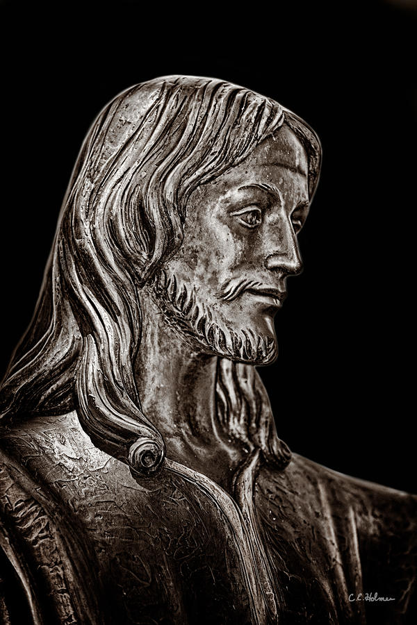Christ in Bronze - BW Photograph by Christopher Holmes