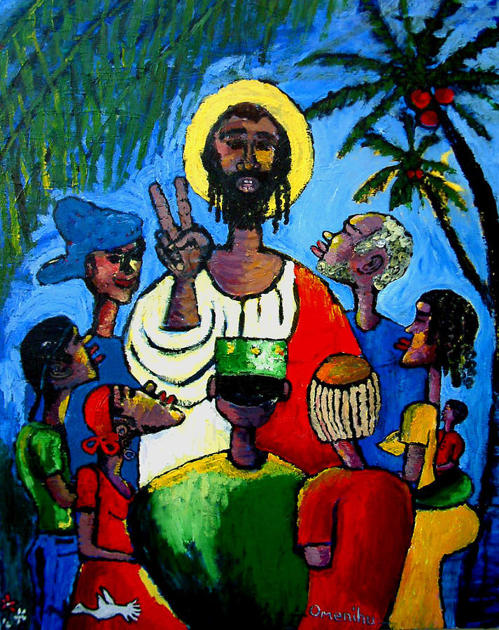 Christ Teaching Painting by Omenihu Amachi