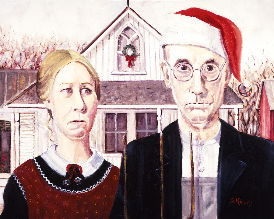 Christmas Painting - Christmas American Gothic by Sheila Kinsey