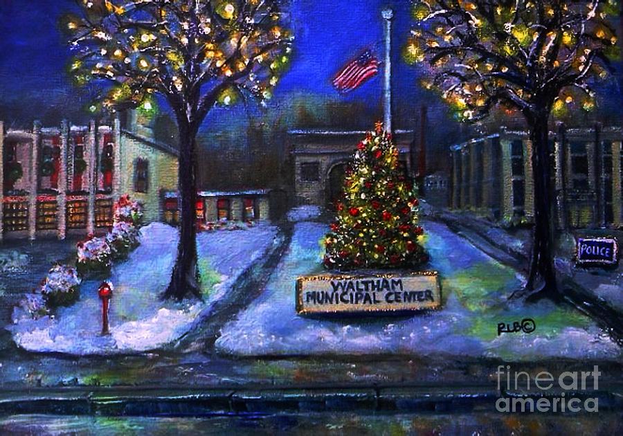 Christmas at the Municipal Center Painting by Rita Brown