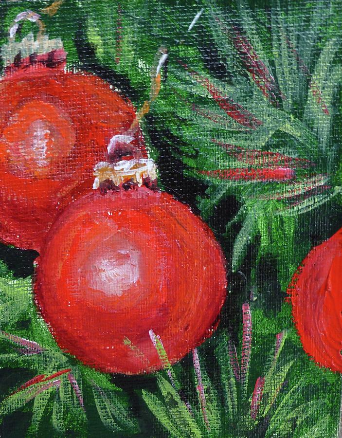 Christmas balls Painting by Saga Sabin
