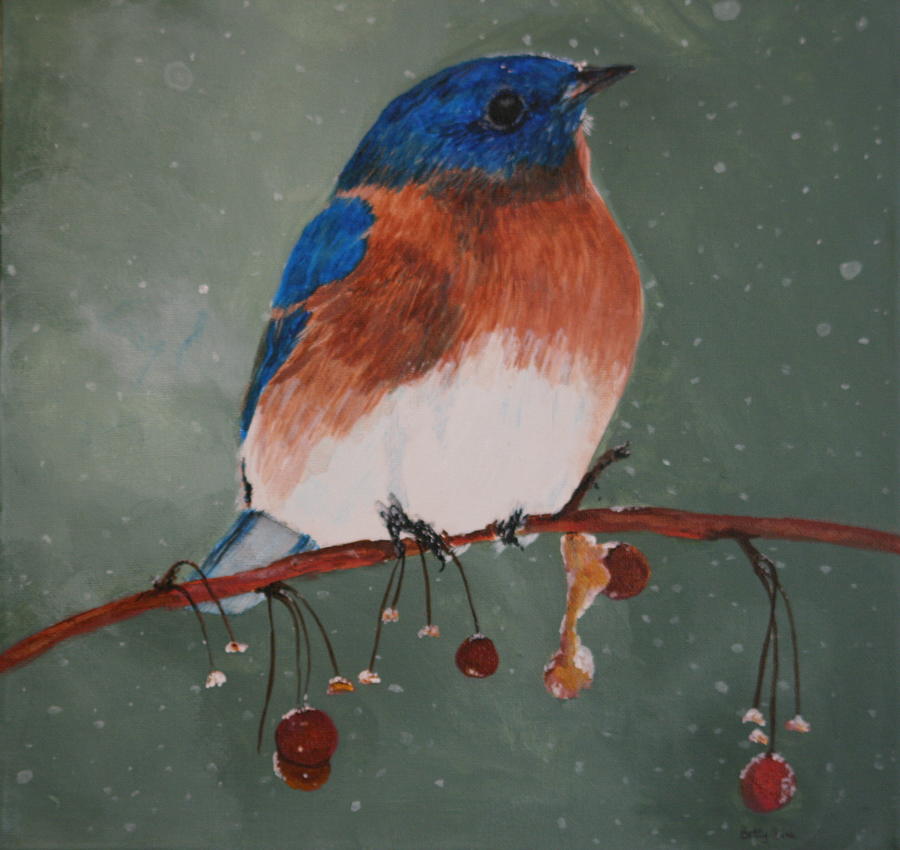 Christmas Bluebird Painting by Betty-Anne McDonald