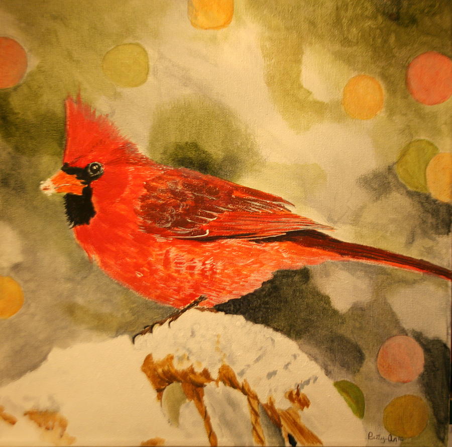 Christmas Cardinal Painting by Betty-Anne McDonald