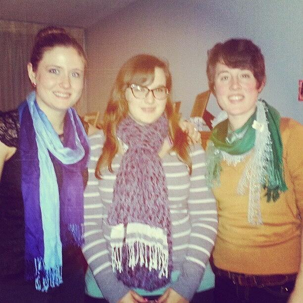 Christmas Cousins Rockin Our New Scarves Photograph by Jenny Whitmore