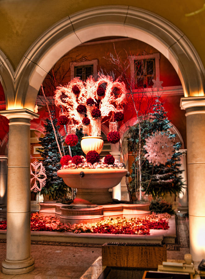 Las Vegas Photograph - Christmas decor at Bellagio Hotel by Jon Berghoff