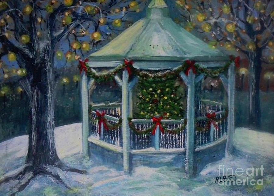 Christmas Gazebo Painting by Rita Brown