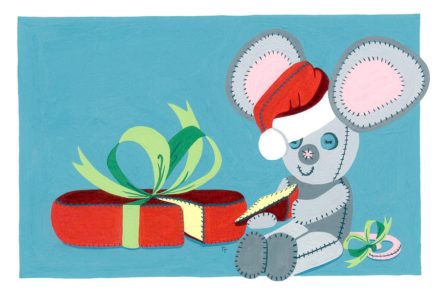 Christmas Mouse Painting by Terry Taylor