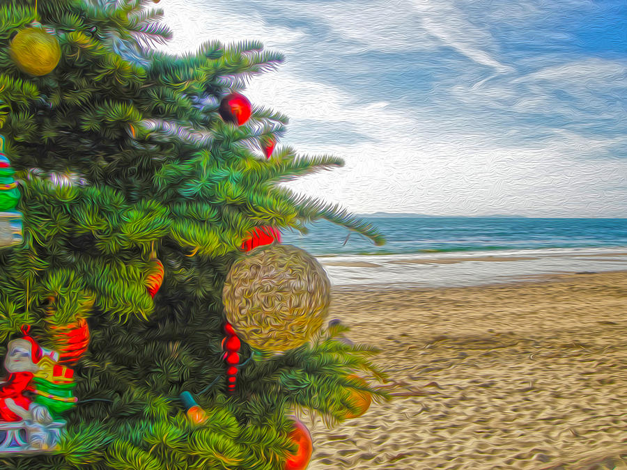 Christmas Painting - Christmas on the Beach by Gregory Dyer