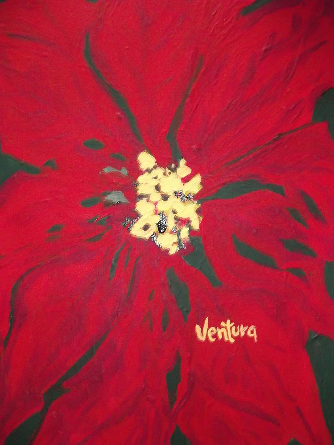 Christmas Pointsietta Painting by Clare Ventura