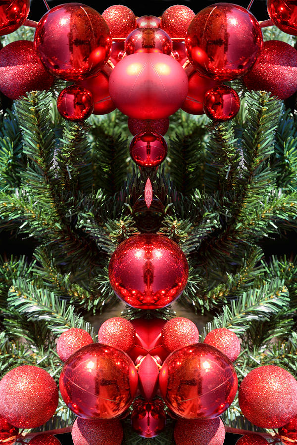 Christmas Red Balls Abstract Digital Art by Linda Phelps