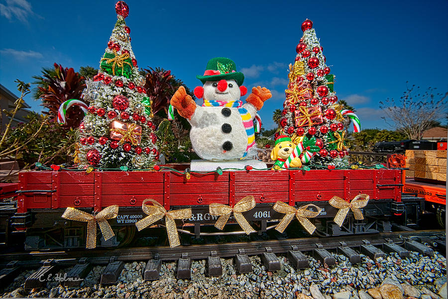 Christmas Snowman On Rails Photograph by Christopher Holmes