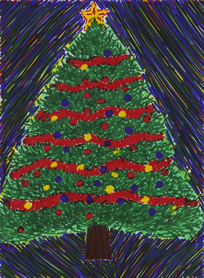 Christmas Tree 3 Drawing by Jessica Rietz