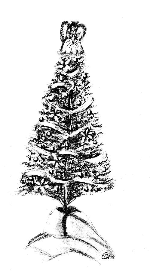 detailed christmas tree drawings