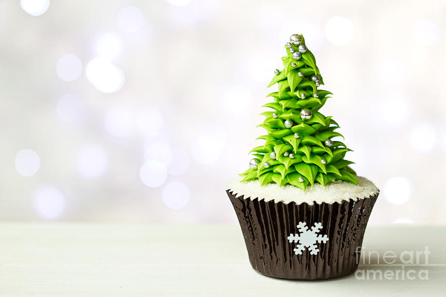 Christmas Photograph - Christmas tree cupcake by Ruth Black