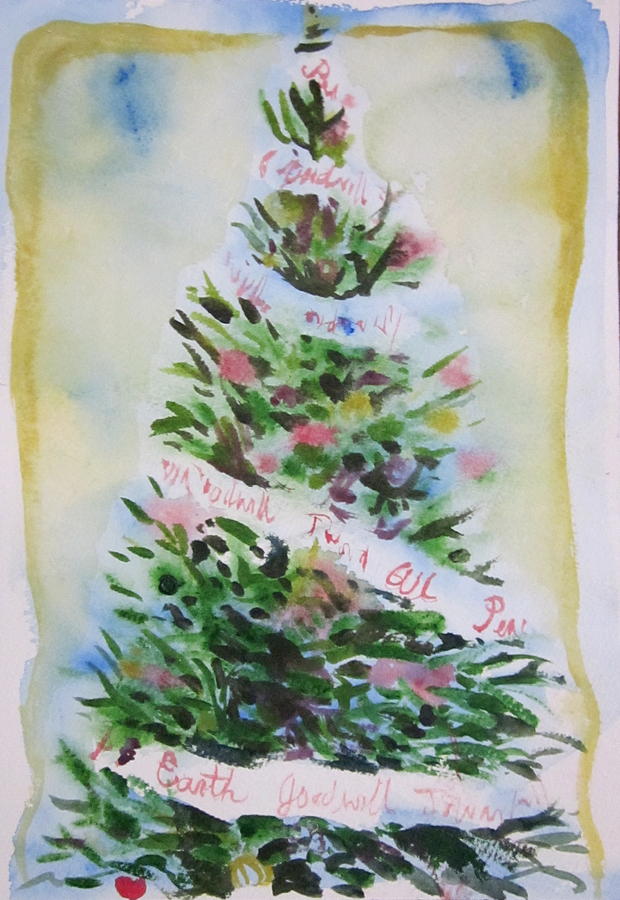 Christmas tree Painting by Tilly Strauss