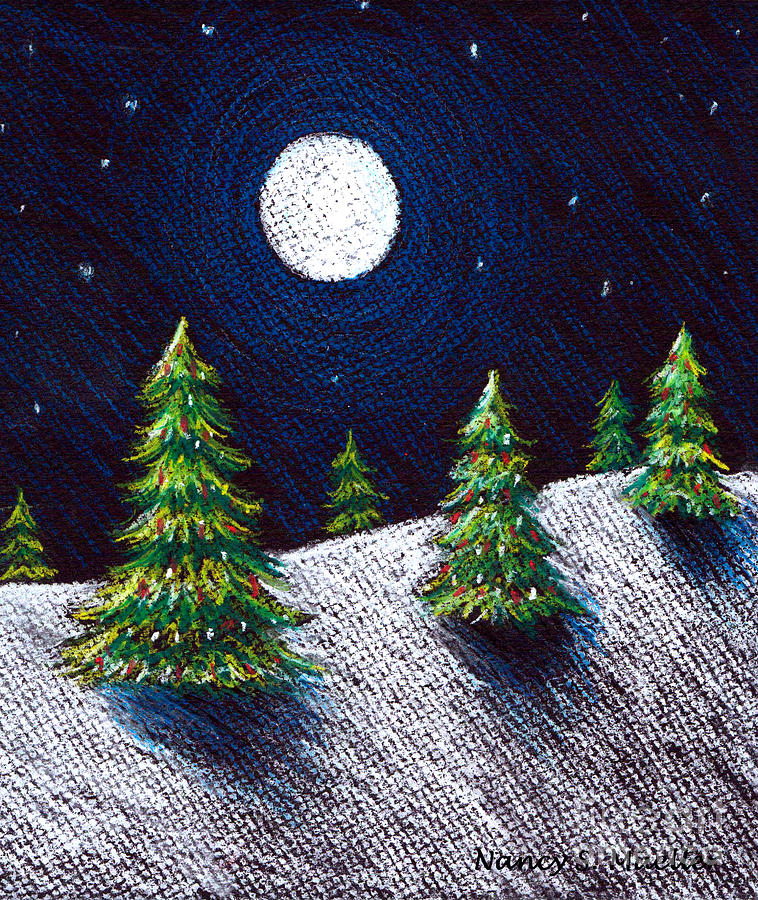Christmas Trees II Drawing by Nancy Mueller