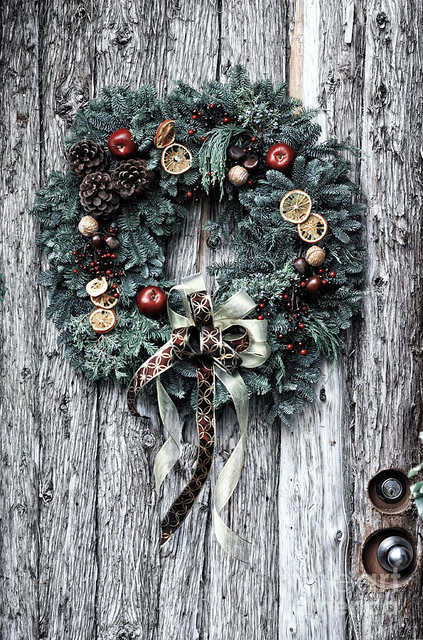 Christmas Wreath Retro Photograph by Charline Xia
