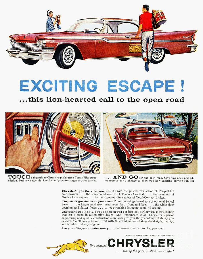 Chrysler Ad, 1959 Photograph by Granger