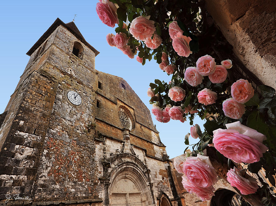 France Photograph - Church and Roses by Joe Bonita